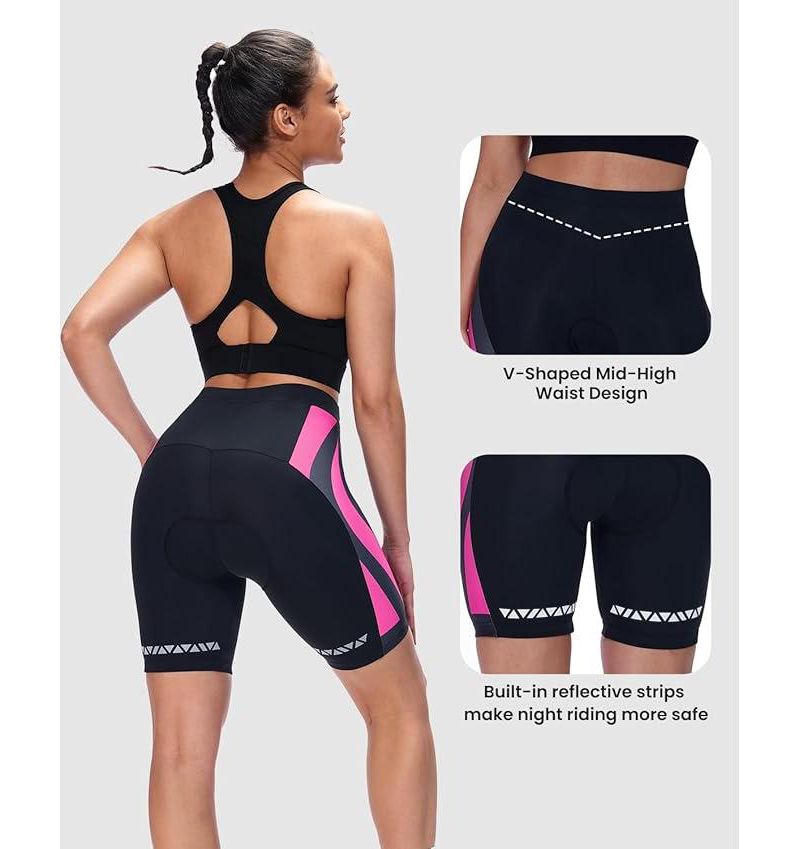 Women Padded Bike Shorts – Large, Bicycle Cycling Shorts for Women’s Biking, 4D Gel Padding for Mountain Bike and Road Bike