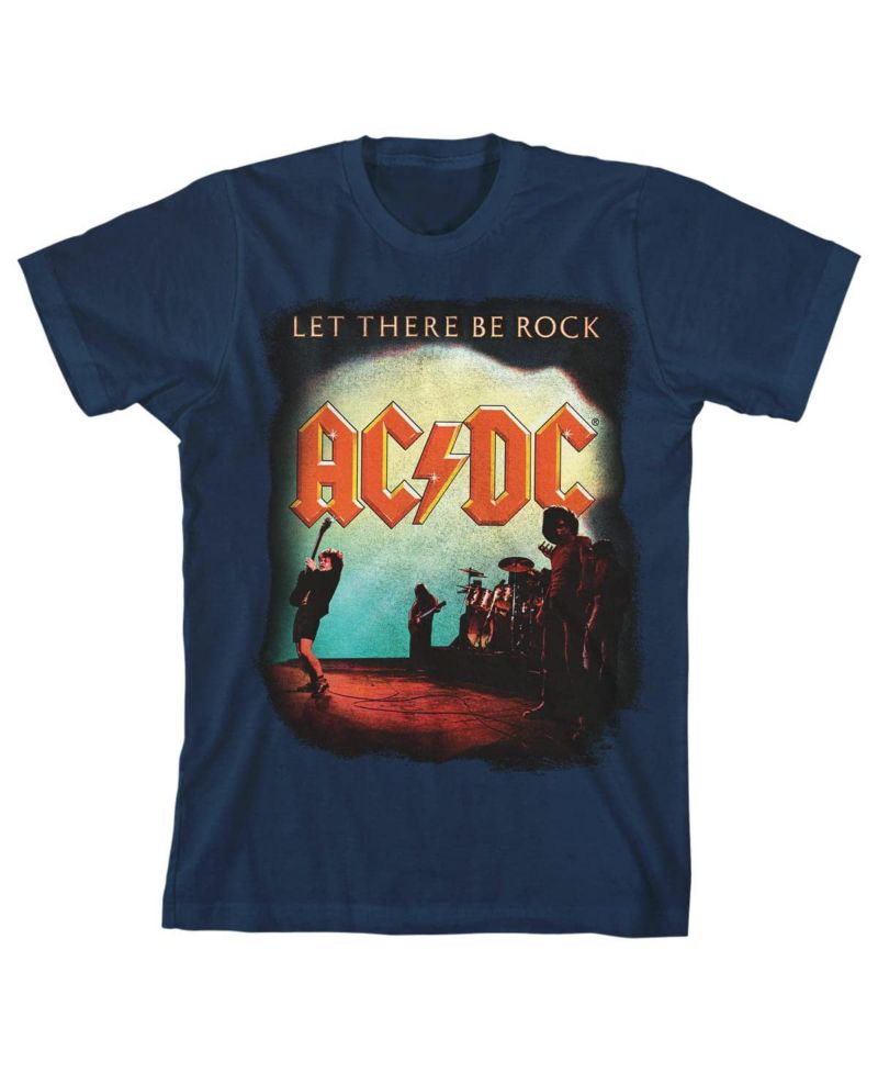 Let There Be Rock Navy Boy's Short-Sleeve T-shirt-XS