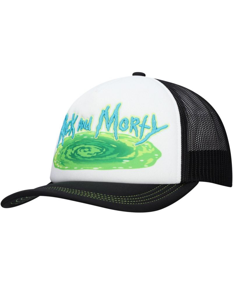 Men's and Women's White/Black Rick and Morty Graphic Foam Trucker Adjustable Hat