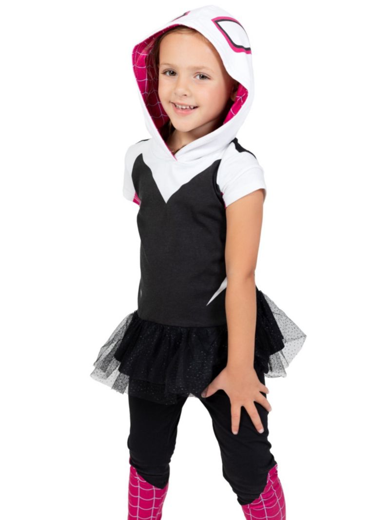 Little Girls Marvel Cosplay T-Shirt Dress and Leggings Outfit Set