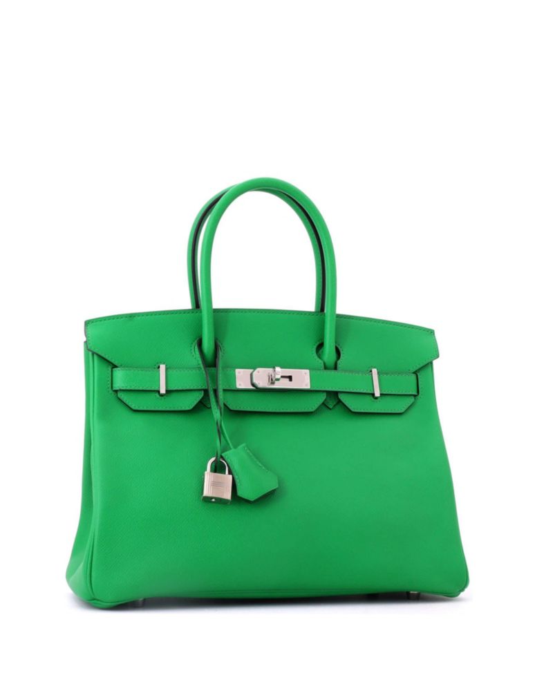 Birkin 30 Handbag Green Epsom with Palladium Hardware