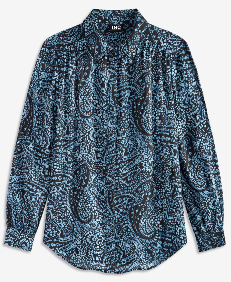 Women's Long-Sleeve Button Down Tunic Blouse
