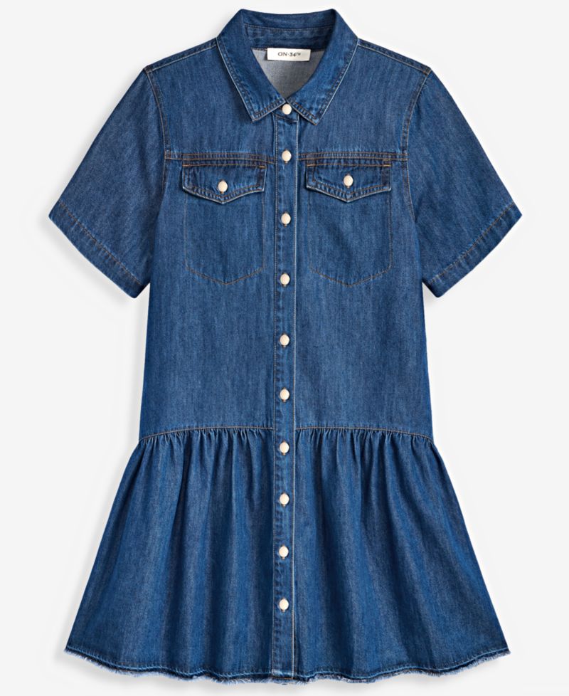 Women's Denim Short-Sleeve Minidress