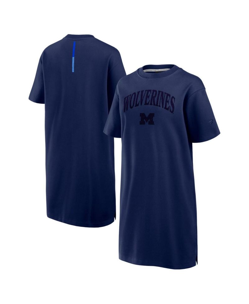 Women's Navy Michigan Wolverines Elements Go Tri-Blend T-Shirt Dress