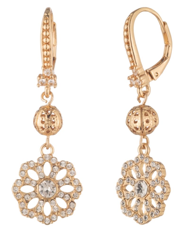 Crystal Filigree Beaded Double Drop Earrings