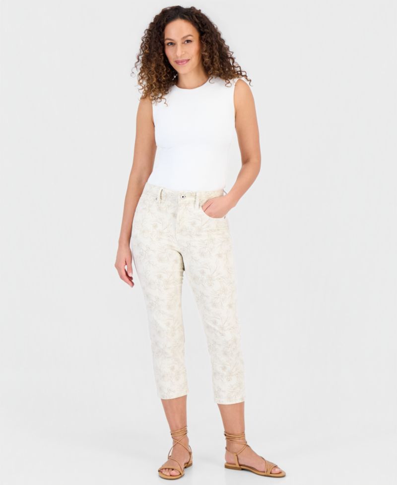 Petite Printed High-Rise Cropped Jeans