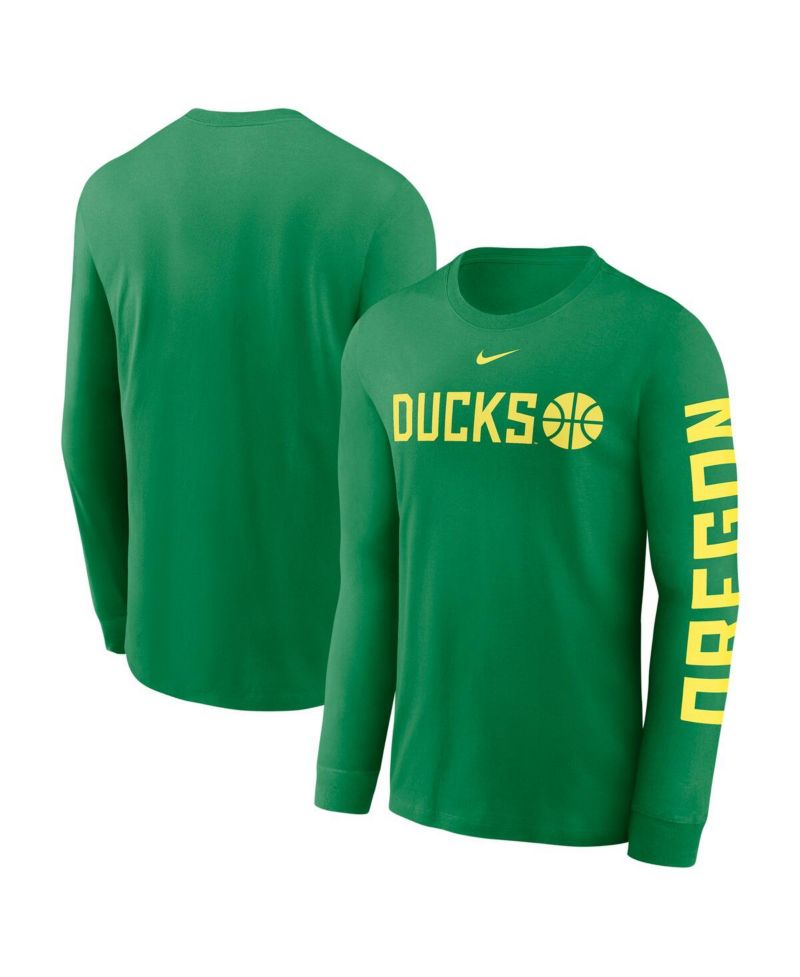 Men's Apple Green Oregon Ducks Basketball Icon Two-Hit Long Sleeve T-Shirt