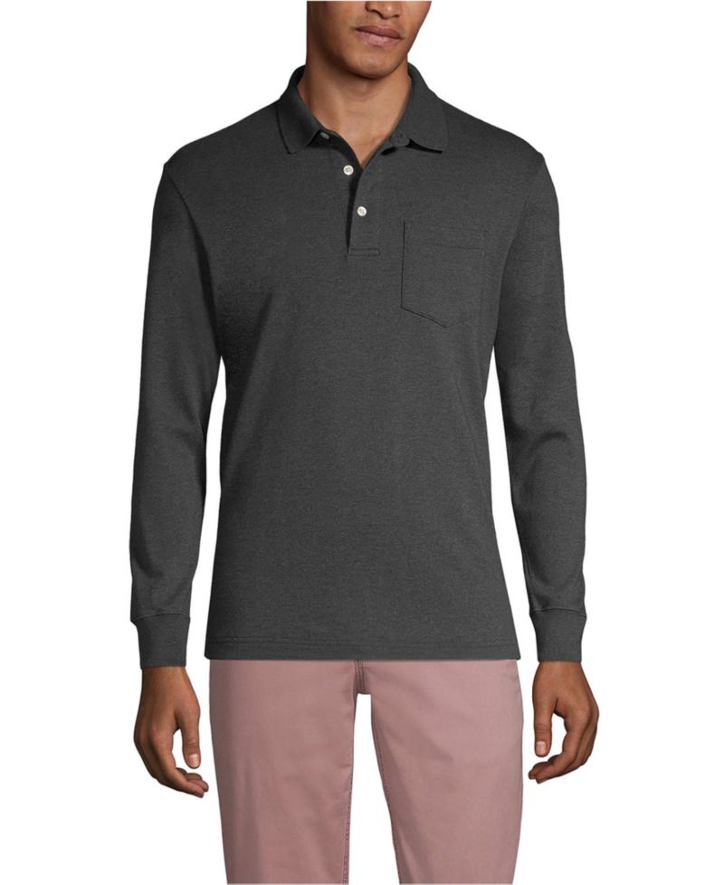 Men's Long Sleeve Cotton Supima Polo Shirt with Pocket