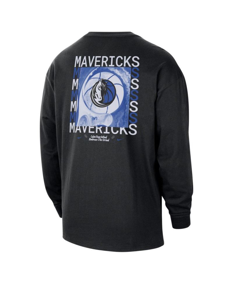Men's Black Dallas Mavericks Courtside Oversized Long Sleeve T-Shirt