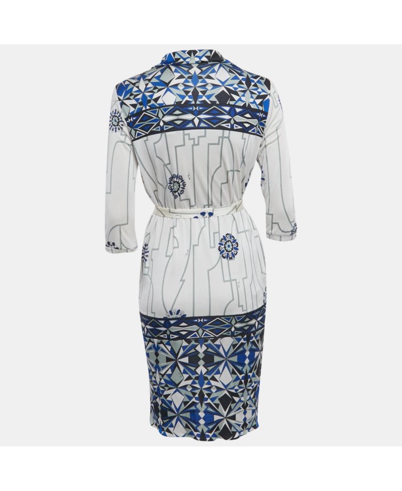 Women's Firenze White Printed Silk Short Dress