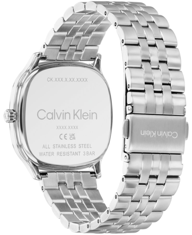 Men's CK Shape Silver-Tone Stainless Steel Bracelet Watch 37mm