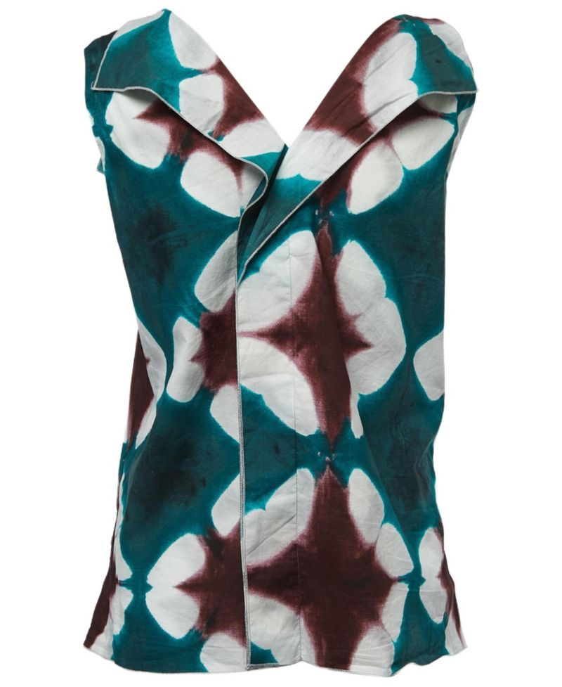 Women's Green Tye Dye Printed Cotton Sleeveless Top