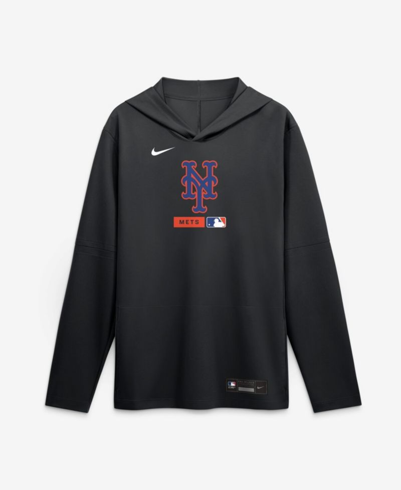 Men's Black New York Mets Authentic Collection Dri-FIT Long Sleeve Hoodie