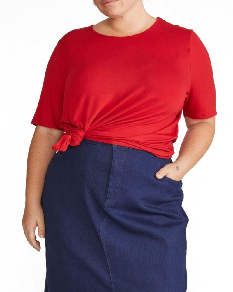 Plus Size Liquid Jersey Crew Neck Stovepipe Tee