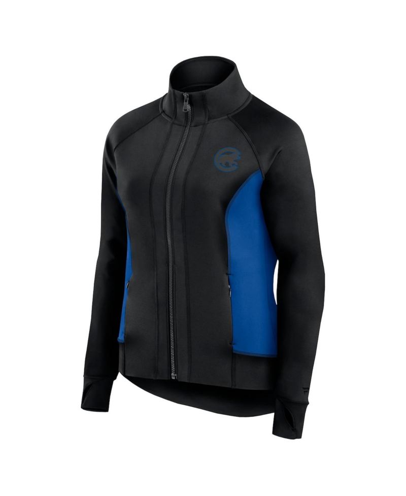 Women's Black Chicago Cubs Studio Fitted Full-Zip Gym Track Jacket