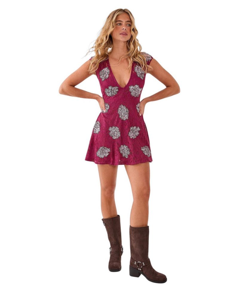 Women's Plunge Skater Mini Dress
