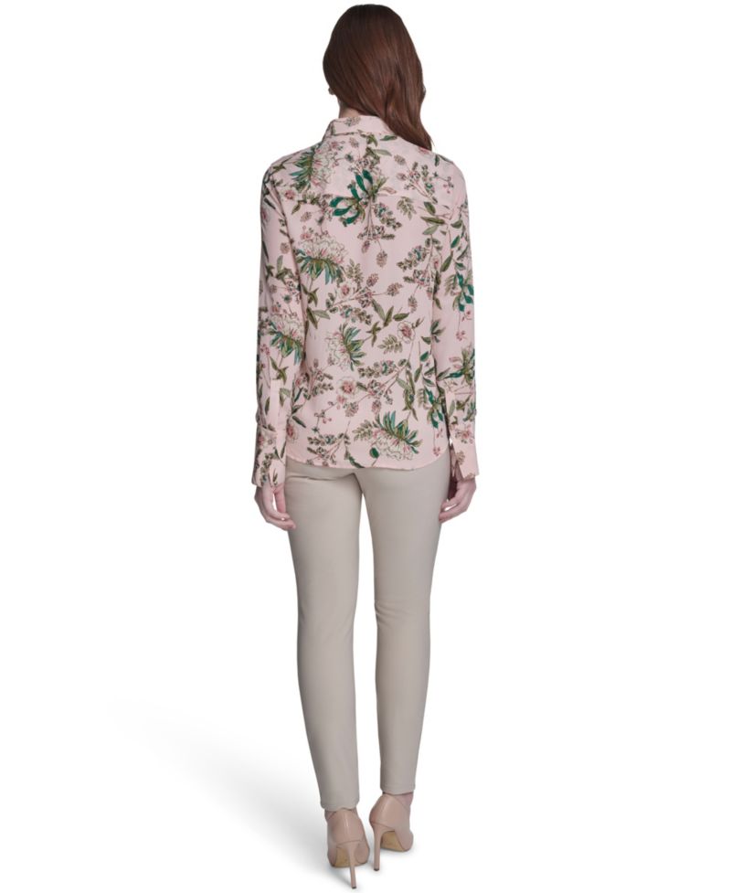 Women's Slim Fit Floral Collared Blouse