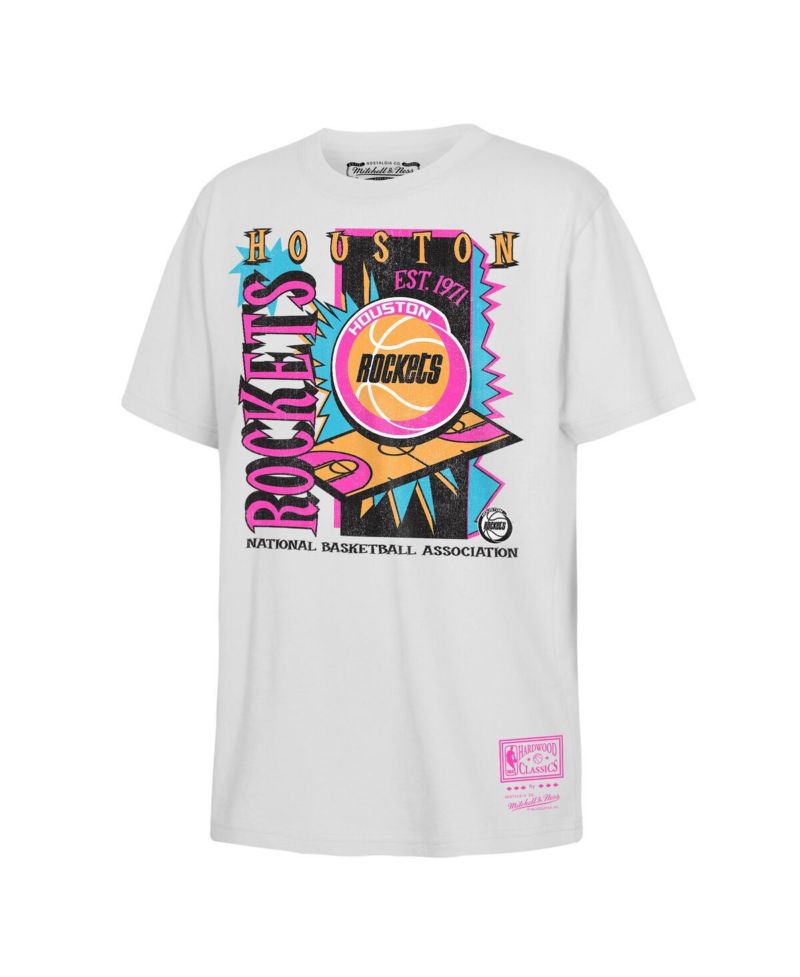 Big Boys and Girls White Houston Rockets Neon Court Shock T-Shirt