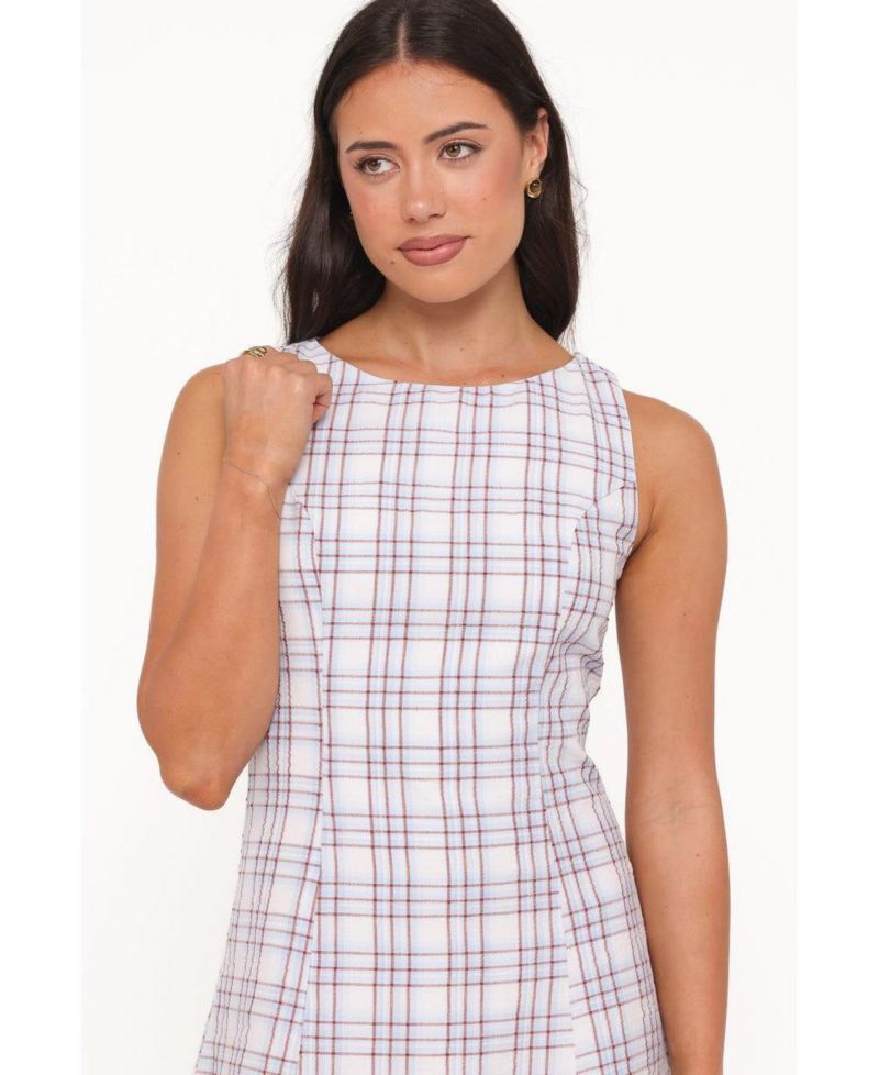 Women's Circe Plaid A-Line Boat Neck Mini Dress