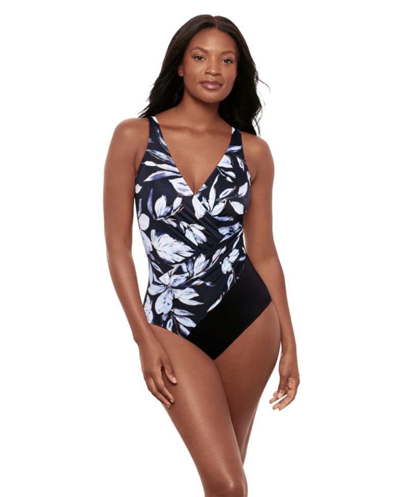 Women's DD Cup Must Haves Oceanus Draped Allover-Slimming One-Piece Swimsuit