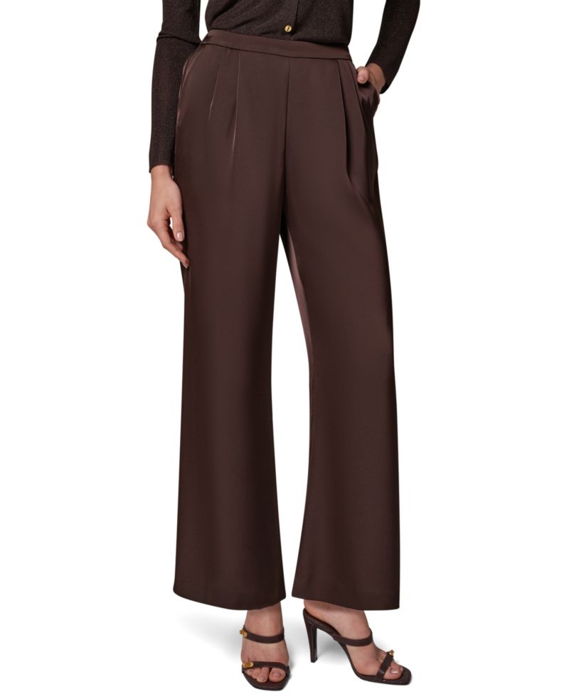 Petite High-Rise Wide-Leg Satin Pants