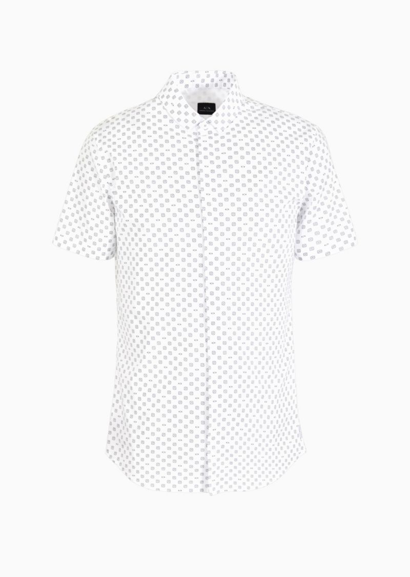 Men's Slim-Fit Tonal Geo Logo-Print Button-Down Shirt