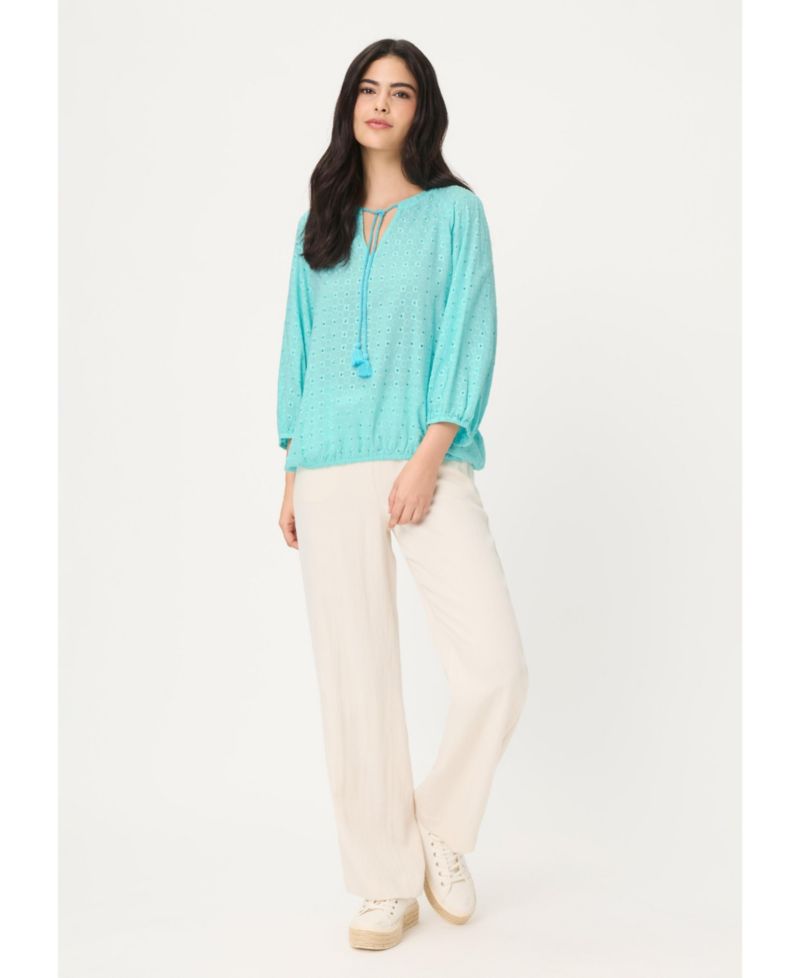 Women's Eyelet Embroidered Tunic Blouse