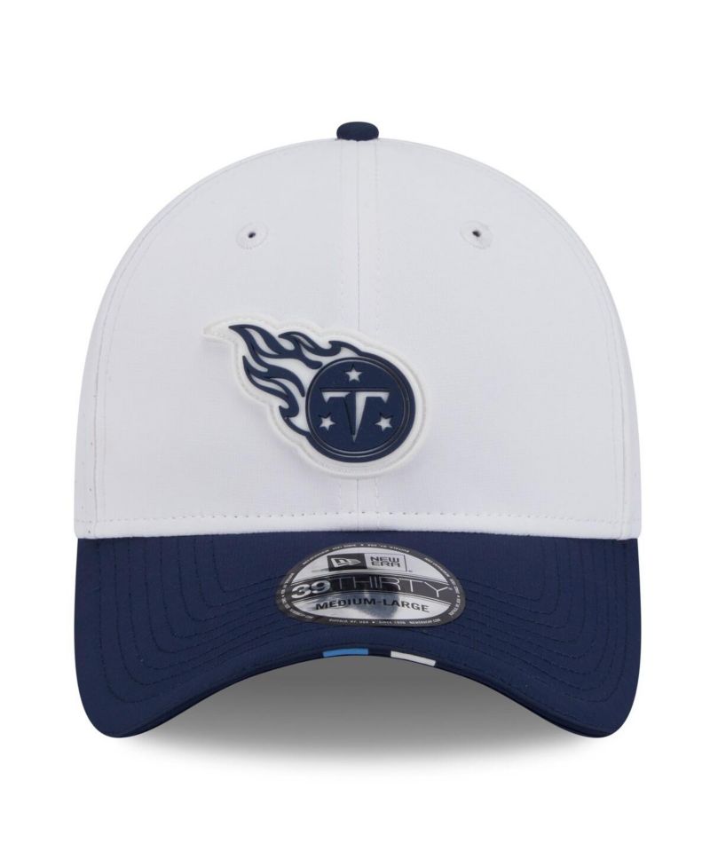 Men's White/Navy Tennessee Titans 2025 NFL Training Camp 39THIRTY Flex Hat