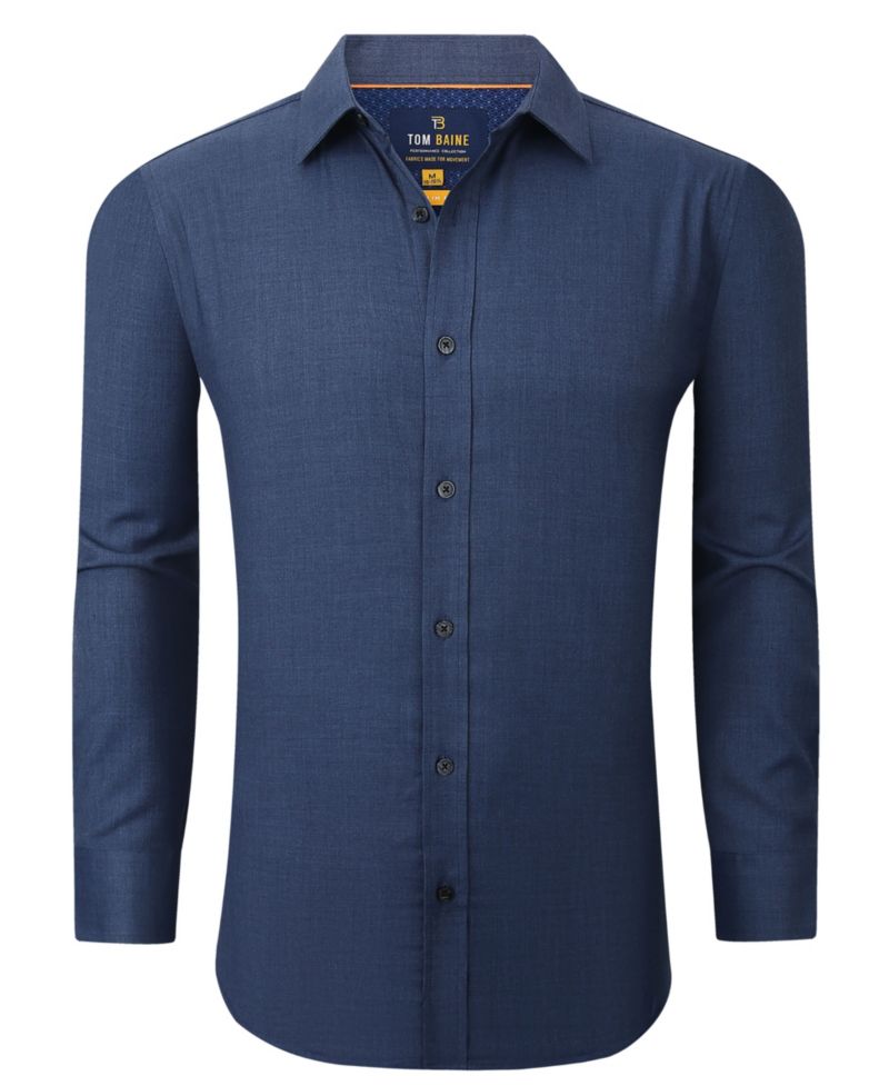Men's Four-Way Stretch Denim Button Down Dress Shirt
