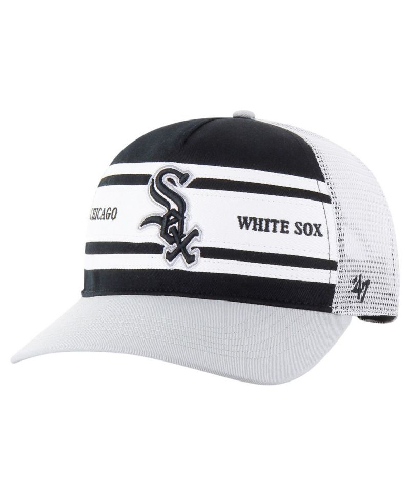 47 Brand Men's Black Chicago White Sox Gridiron Super Stripe Relaxed Trucker Hitch Adjustable Hat
