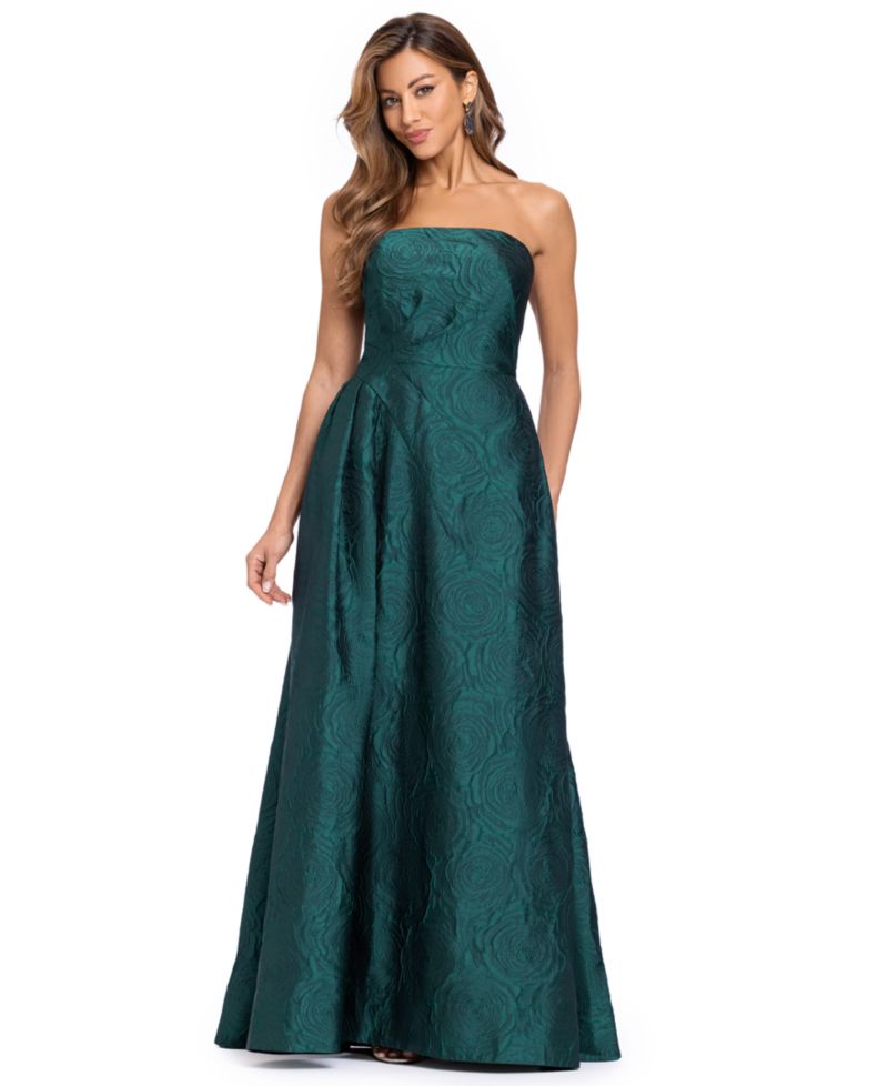 Women's Strapless Floral-Brocade Gown
