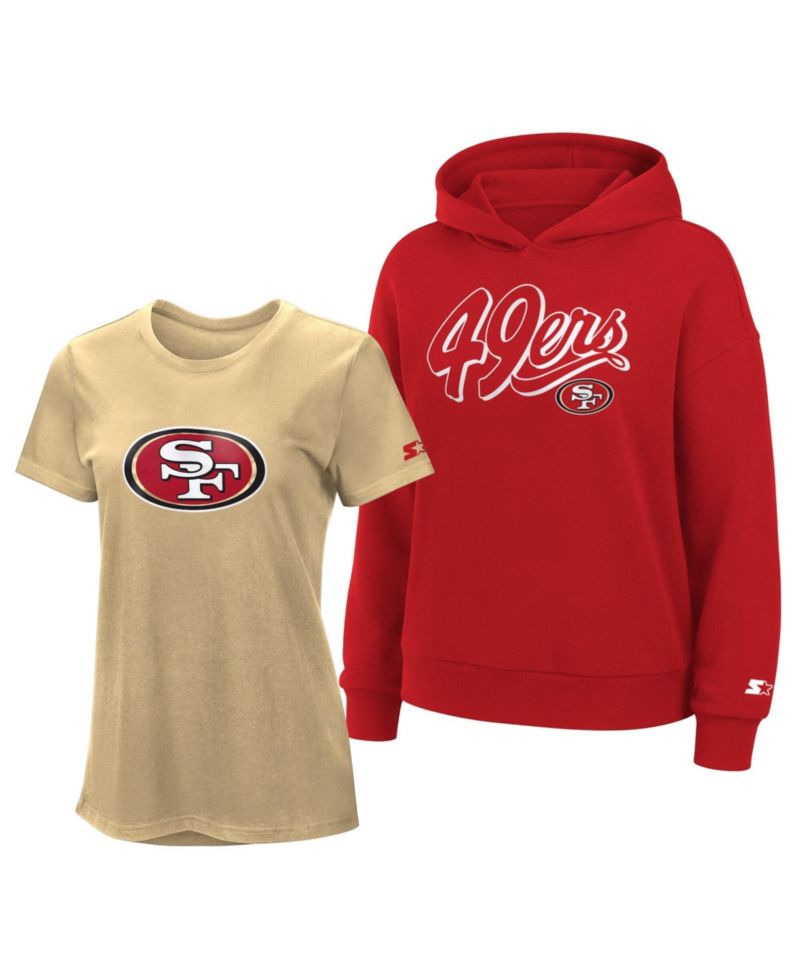 Women's Gold/Scarlet San Francisco 49ers Hoodie & T-Shirt Combo Pack