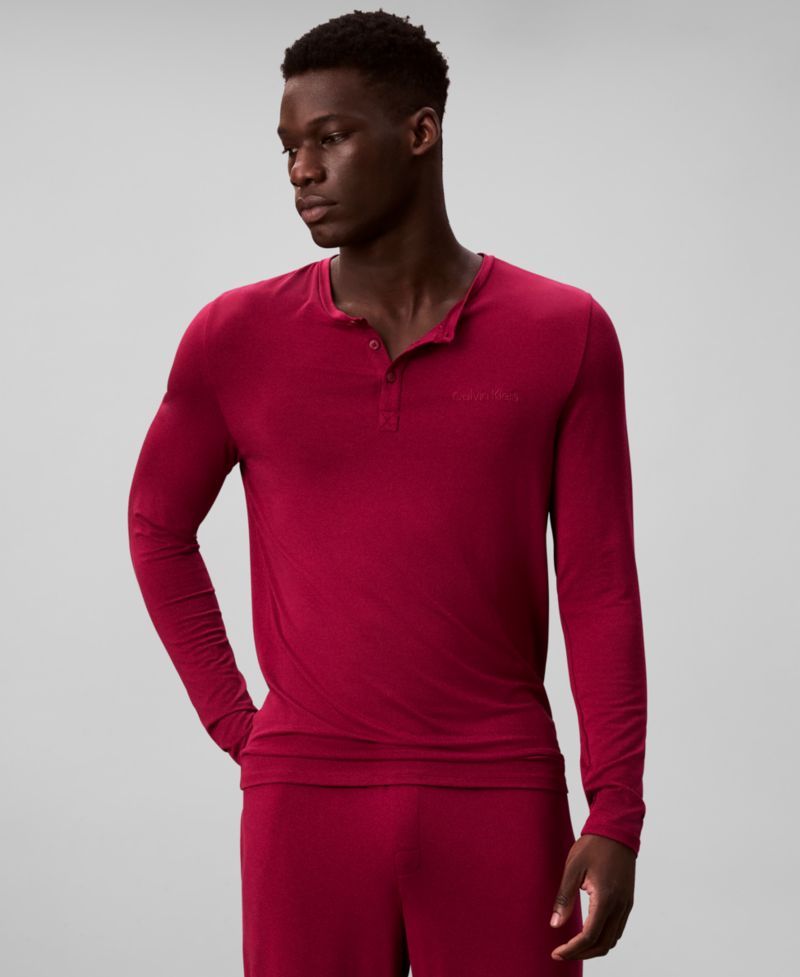Men's Henley Neck Sleep Top