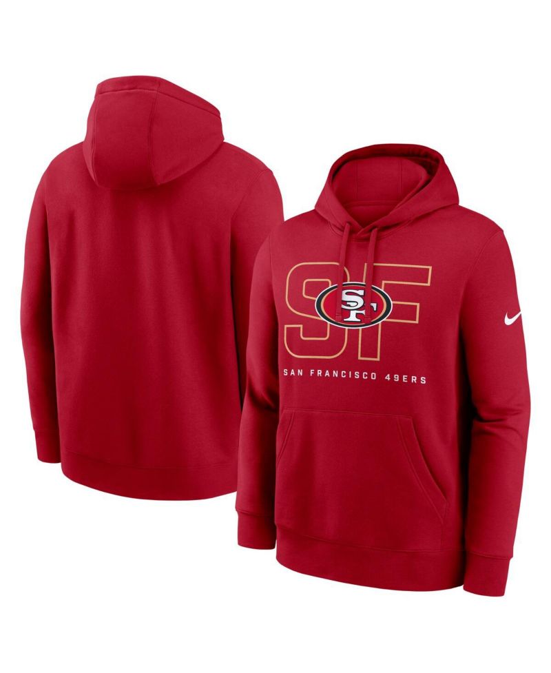 Men's Scarlet San Francisco 49ers Busted Play Club Fleece Pullover Hoodie