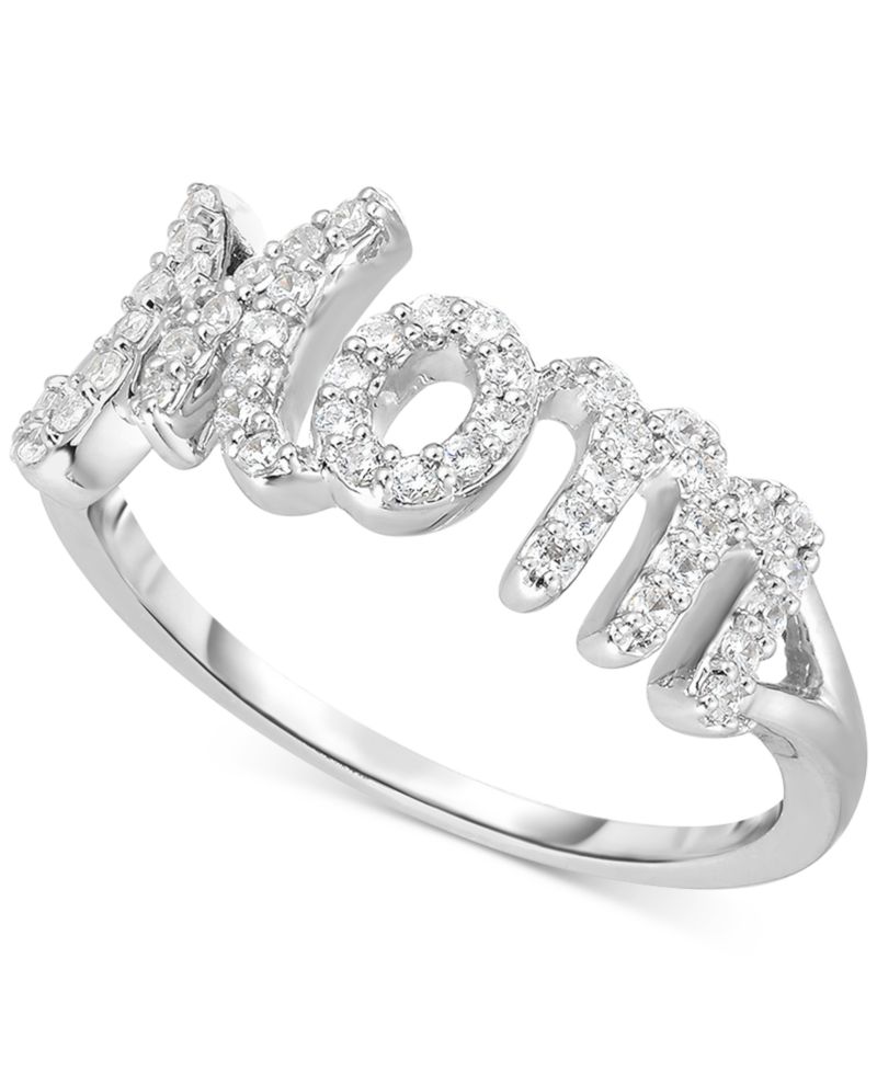 Diamond "Mom" Ring (1/4 ct. t.w.) in Sterling Silver
