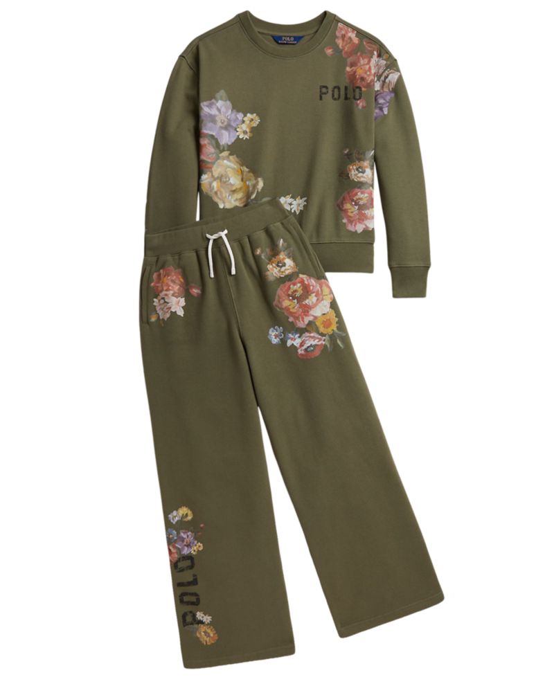 Girls' 7-16 Floral Fleece Sweatshirt
