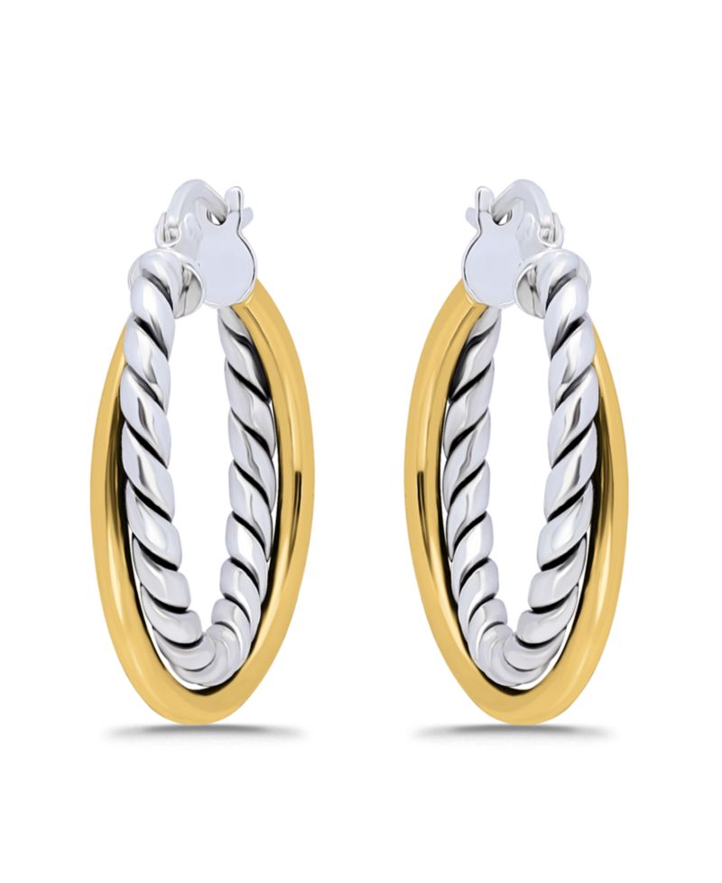 Oxidized Polish Tubing Click Top Hoop Earrings
