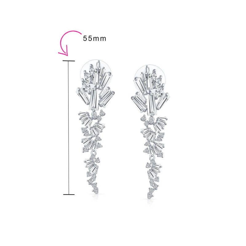Long Cocktail Cubic Zirconia CZ Marquise Waterfall Dangle Chandlier Earrings