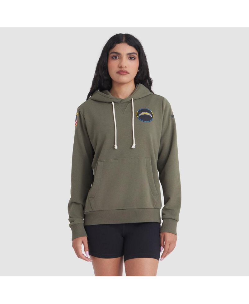 Women's Olive Los Angeles Chargers 2025 Salute to Service Sideline Standard Issue Dri-FIT Hoodie