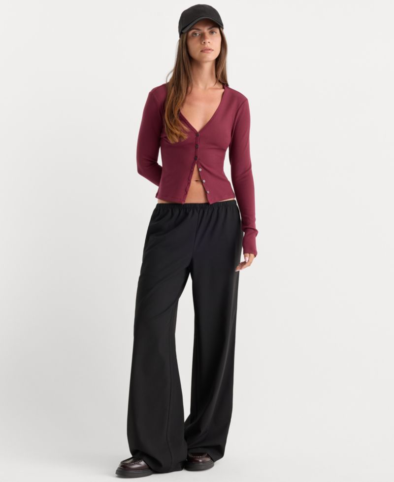 Women's Rib V-Neck Cardigan