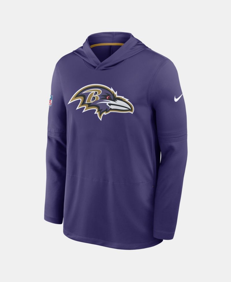 Men's Purple Baltimore Ravens Sideline Dri-FIT Long Sleeve Hooded T-Shirt