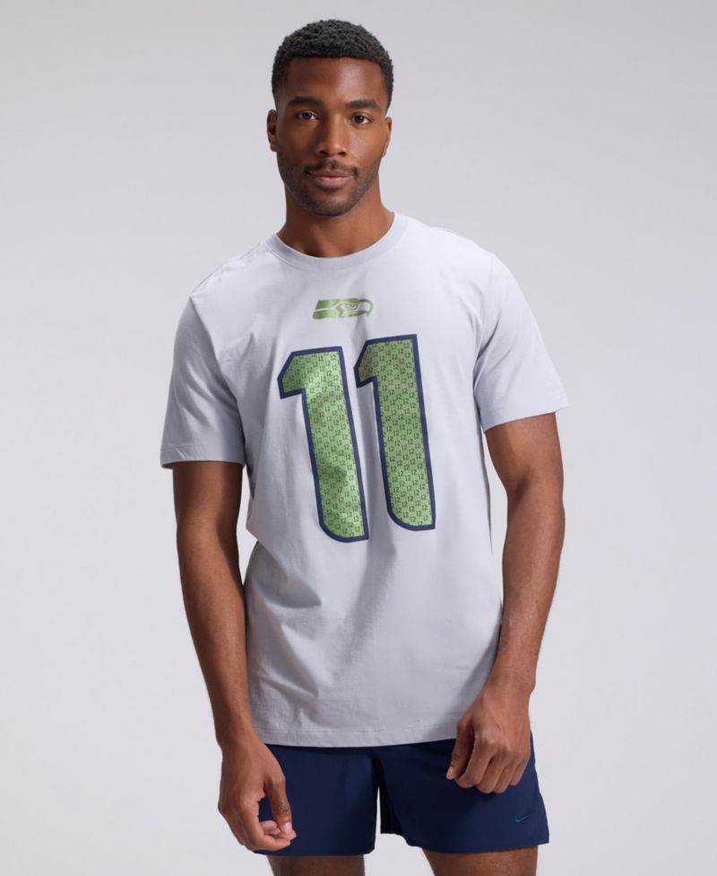 Men's Jaxon Smith-Njigba Wolf Gray Seattle Seahawks Rivalries Collection Player Name Number T-Shirt
