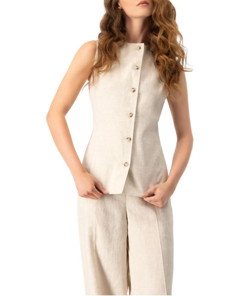 Women's Linen Tailored Vest
