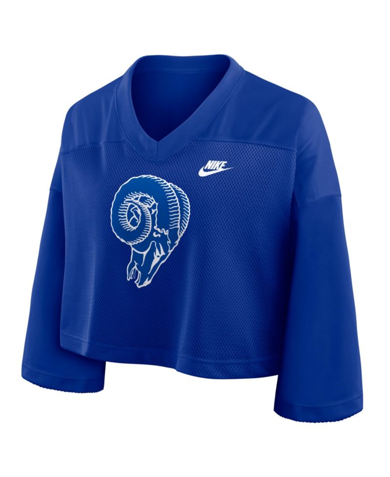 Women's Royal Los Angeles Rams Rewind Cropped Mesh Dri-FIT Fashion Jersey