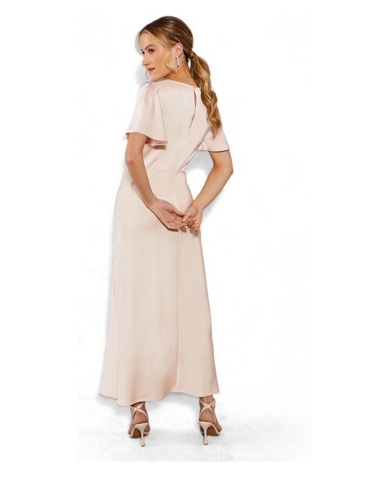 Women's Satin Midi Bridesmaid Dress