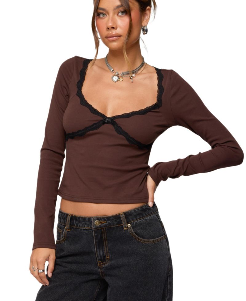 Women's Porta Contrast Lacey Top