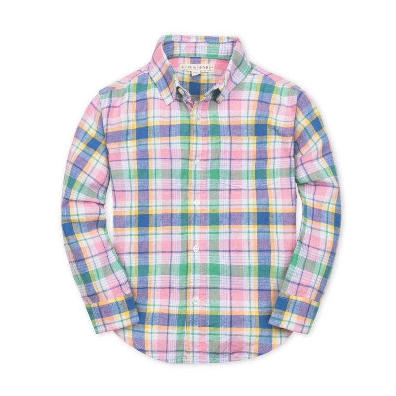 Hope and Henry Boys' Linen Long Sleeve Button Down Shirt - Kids