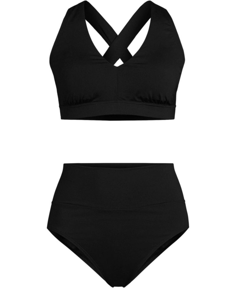 Women's V-neck Bikini and High Waisted Bottom Swimsuit Set