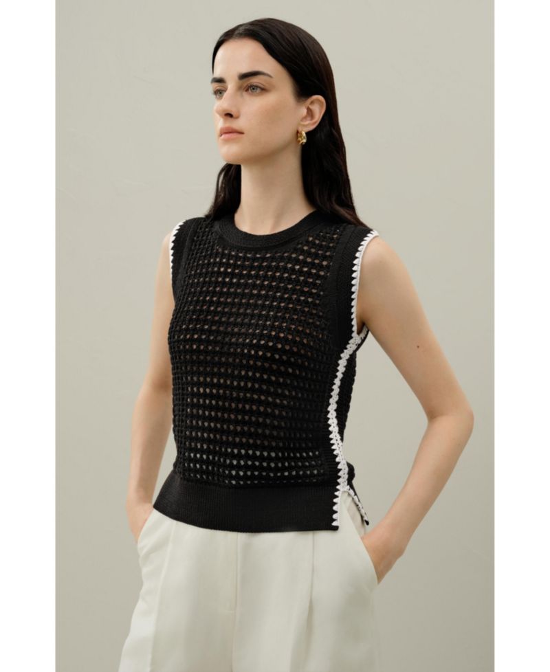 Women's Toscana Pointelle Embroidered Vest