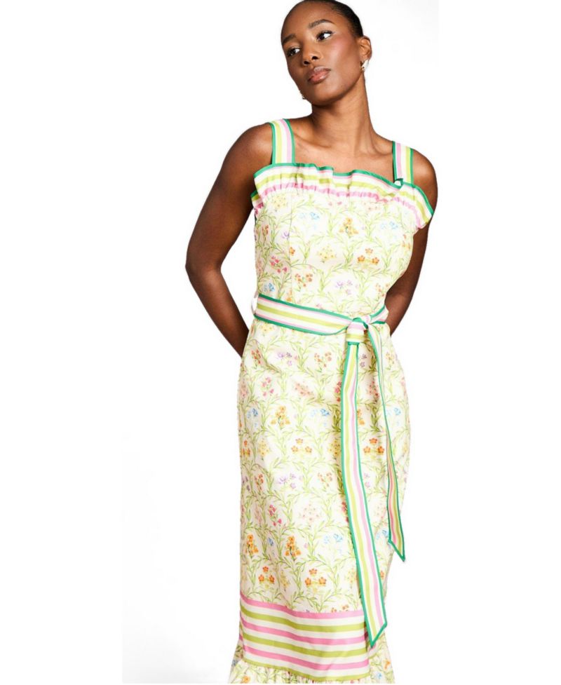 Women's Printed Ruffle Midi Dress